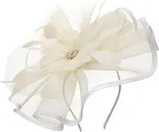 [Harvix] Vintage Tea Party Hat - 2025 Mesh Kentucky Fascinators Headband Flower Feather Derby Hats for Women Girls