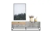 Jay TV Stand - Cement and Dark Oak