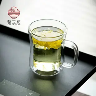 創意雙層耐熱玻璃水杯透明茶杯牛奶杯家用圓形辦公果汁杯