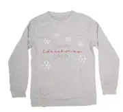 Crazy Christmas Lady Womens Pullover Sweatshirt Long Sleeve Gray XMAS Large