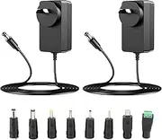 tunghey 2Pack 3.3V 2A Charger AC Adapter Multi Jacks Universal 3.3 Volt Switching Adaptor Regulated DC 3.3V 2.0A Power Supply Transformer Plug 1m Long Cord (3.3V 2A)
