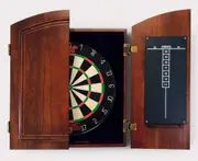 SHOT DARTS Bandit Original Bristle Dart Board + Cherry Wood Cabinet + Darts