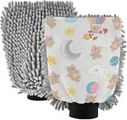 Cartoon Cute Brown Teddy Bear Car Wash Mitt Non Scratch Hand Mitt Car Wash Glove Car Cleaning Wash