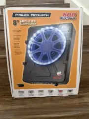 Power Acoustik 600W 8" Amplified Subwoofer w/ LED Lighting USW-80L BRAND NEW