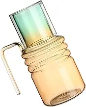 GRIRIW 1 Set Creative Gradient Glass Water Carafe Cold Water Pitcher with Convenient Handle Multi Use for Juices Beverages and More