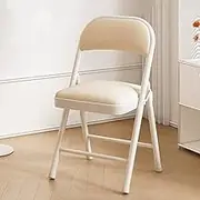 Folding Chairs with Padded Seats, Home Portable Foldable Stool Chair, Metal Folding Dining Chairs for Office Indoor Outdoor Events(White)