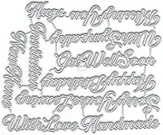 DzIxY Happy Birthday Hugs Words Metal Cutting Dies for Card Making Kit Embossing Paper Die Cuts Scrapbook Machine Stencils Storage Pockets Supplies