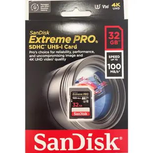 SanDisk 32G SD【100MB/s Extreme Pro】SDHC 4K U3 A2 V30 相機記憶卡