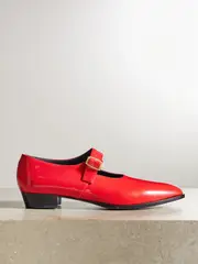 [BALLY] BALLY - Gerwin Glossed-leather Mary Jane Flats - Red - IT38.5 IT 38.5 Red