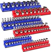 Magnetic Socket Organizer Set, 6PCS Magnetic Socket Holder, 1/4", 3/8", 1/2" Soc