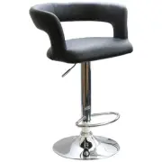 Modern Curvy 24 in. Black, Low Back, Chrome, Adjustable Height Bar Stool