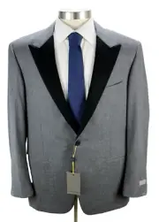 CANALI Tuxedo Suit 48 R fits 46 (58 EU) Men's Grey Wool Peak One Button NWT $2K