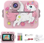Kids Camera, Instant Print Camera for Kids Boys/Girls,1080P Pro HD Digital Camera for Kids with Print Paper & 32GB TF Card, Funny Kids Toys for Birthday