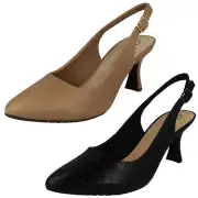 Ladies Clarks Formal Leather Pointed Toe Buckle Slingback Shoes Kataleyna Step