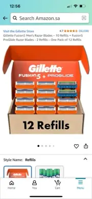 12 Gillette Mens Razor Blade Refills, 10 Fusion5 Cartridges, 2 ProGlide Box