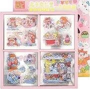 Cute Stickers Set(100 Sheets 600+ Small Pieces) - Kawaii PET Transparent Cartoon Decorative Scrapbooking Supplies for Bullet Journaling Junk Journal Planner Album Notebook Card Making