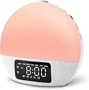 arm Clocks White Noise Sound Machine with 25 Soothing Sounds, 17 Night Lights, Bluetooth Speaker Wake Up Light Alarm Clock for Bedrooms, Heavy Sleepers, Baby, Kids