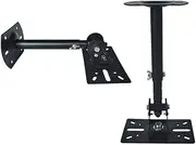 Wall Ceiling Speaker Mount Bracket w/Adjustable Swivel Tilt, Hold up to 66lbs, Retractable Telescopic Arm for Home Surround Sound System Bookshelf Satellite Speakers (2 Packs Black)