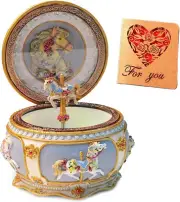 Whimsical Music Box with Rotating Carousel Horse and Colorful LED Lights - 4.9"