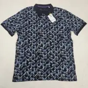Robert Graham ALTMAN Short Sleeve Classic Fit Black Polo Shirt Men's Size Medium