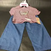 LEMON KISS - Girls Size 5 Multi-Color-PREMIUM- Top & Pants 2Pc Outfit Butterfly
