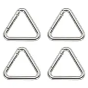 4Pcs 1-1/5" Triangle Jump Ring Buckle Spring Snap Clip Trigger Keychain Silver