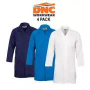 DNC Workwear 4 Pack Polyester Cotton Dust Coat Satety Comfort Lab Coat 3502