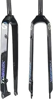 Full Carbon Fiber Mountain Bike Bike Rigid Fork 1-1/8" 26/27.5/29" Ultralight Disc Brake Bicycle Front Fork Bicycle Parts Black,29ER