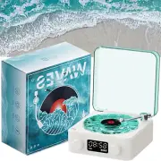 Aqua Vinyl Speaker, Retro-Style Waves Vinyl Bluetooth Speaker, the Waves Vinyl P