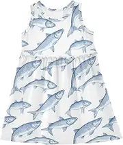 [Caihoyu] Girls Sleeveless Dresses Toddler Kids Soft Midi Dress Summer Active Playwear, Multicolor04, 4 Years