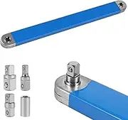 Offset Extension Wrench, Tight Reach Extension Wrench, Ratchet Spanner Extender, Impact Socket Ratchet Wrench Tool Multifunctional Extension Wrench with 1/4inch 3/8inch 1/2inch Square Drive Adapters