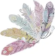 WESIEVYA 1 Set DIY Diamond Art Bookmark Kits Plume Shape Rhinestone Bookmark for Readers Present for Students Teachers and Book Lovers Fine Material Thin and Lightweight