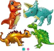 4Pack Giant Dinosaur Balloons for Birthday Party Decorations,Cute Self Standing Dino Aluminium Foil Balloons ,Inflatable Animal Balloons for Kids and Adults Birthday Party Supplies