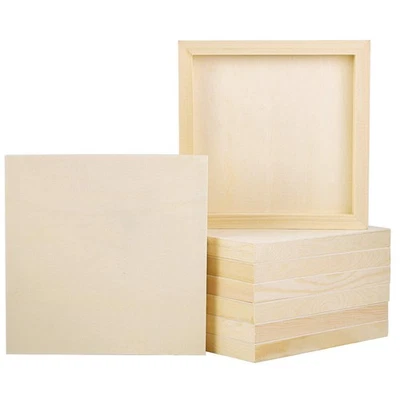 8 Pack Wood Panels 8 x 8 Inch Unfinished Wood Canvas Wooden Panel Boards for ...