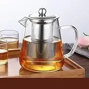 Glass Teapot Heat Resistant Glass Teapot Puer Kettle Coffee Glass Maker Convenient Office Tea Pot Large Capacity Heat Resistant Glass Teapot Tea Set with Stainless Steel Filter for Kung F