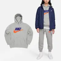 在飛比找momo購物網優惠-【NIKE 耐吉】帽T Club Fleece 男款 灰 橘