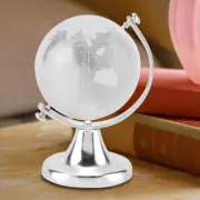 Silver Round Earth Globe World Map Crystal Glass Sphere Decor BX