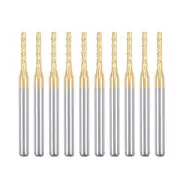 10Pcs 1.6mm Titanium Coat Carbide End Mill Engraving CNC Router Bit, 1/8" Shank