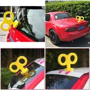 Lertenys 3D Car Wind Up Key, Cute Clockwork Wind Up Key for Back of Car Roof Decoration (Yellow)