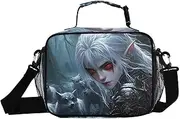 Elf Wolf Dark Insulated Lunch Box for Women Men - Ideal for Work, Picnics - Includes Adjustable Shoulder Strap