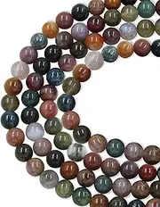 [Uloveido] 100pcs 8mm Round Colorful Indian Agate Loose Stone Beads for Jewelry Making DIY Crafts Design with 10m Stretch Cord