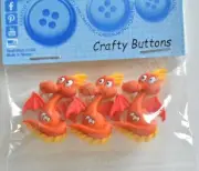 Dragon Buttons / 3 Fantasy Craft Shank Buttons / Dress It Up Jesse James