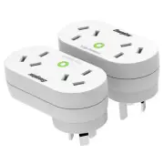 Energizer Double Outlet Power Surge Protector Twin Pack, White. ET-SDAW
