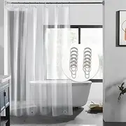 LOVTEX Clear Shower Curtain Liner with 12 Hooks - 72" x 72" PEVA Lightweight 4G Shower Curtain for Bathroom Shower (4G Clear with 12 Hooks, 1PC)