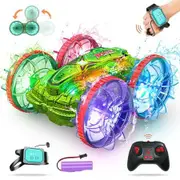 Amphibious Remote Control Car Car- 4WD RC Stunt Car with Waterproof Gesture Sensing 2.4GHz RC Boat 360° Flips Rotation Pool Toys