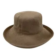 Jacaru 1506 Foldable Crushable Bucket Summer Sun Hat - Large Brim - One Size - Beige