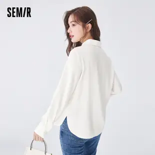 Semir 女式長袖襯衫女式尖領基本款秋季易打理系扣襯衫