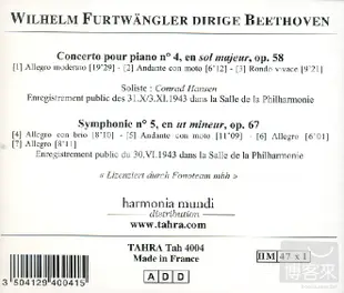 Beethoven: Piano Concerto No.4 & Symphony No.5 / Wilhelm Furtwangler