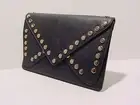 VEGAN LEATHER FASHION HANDBAG JESSICA CLUTCH W ADD STRAPS #BLACK