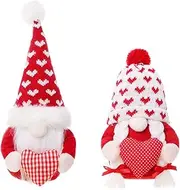 Xugoox 2 Pcs Mother's Day Gnome Decorations, Gnomes Plush with Heart Decor, Cute Handmade Plush Gnomes Elf for Sweet Love You Mom Decorations, Heart Gnomes Home Table Decor Gift